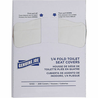 Genuine Joe Quarter-Fold Toilet Seat Covers - Quarter-fold - For Toilet - 200 / Pack - 25 / Carton - Paper - White