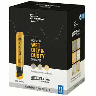 Avery UltraDuty Markers, XL Wide Tip, 12 Black Markers (29866) - Narrow, Bold Marker Point - 18 mm Marker Point Size - Chisel Marker Point Style - Black - Polyester Tip - 1