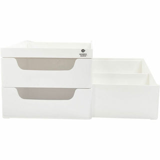 Business Source Multi-Grid Desktop Organizer - 7 Compartment(s) - 2 Drawer(s) - 5.7" Height x 10.7" Width x 7.6" DepthDesktop - Storage Drawer, Removable Drawer, Durable - White - ABS Plastic - 1 Each