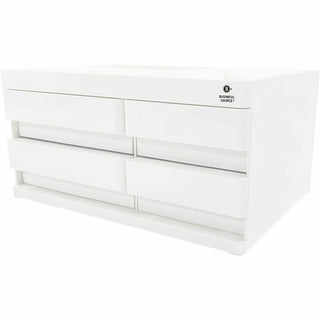 Business Source Multi-Drawer Desktop Organizer - 4 Compartment(s) - 4 Drawer(s) - 5.2" Height x 10.4" Width x 7.4" DepthDesktop - Storage Drawer, Removable Drawer, Durable - White, Pink - ABS Plastic - 1 Each
