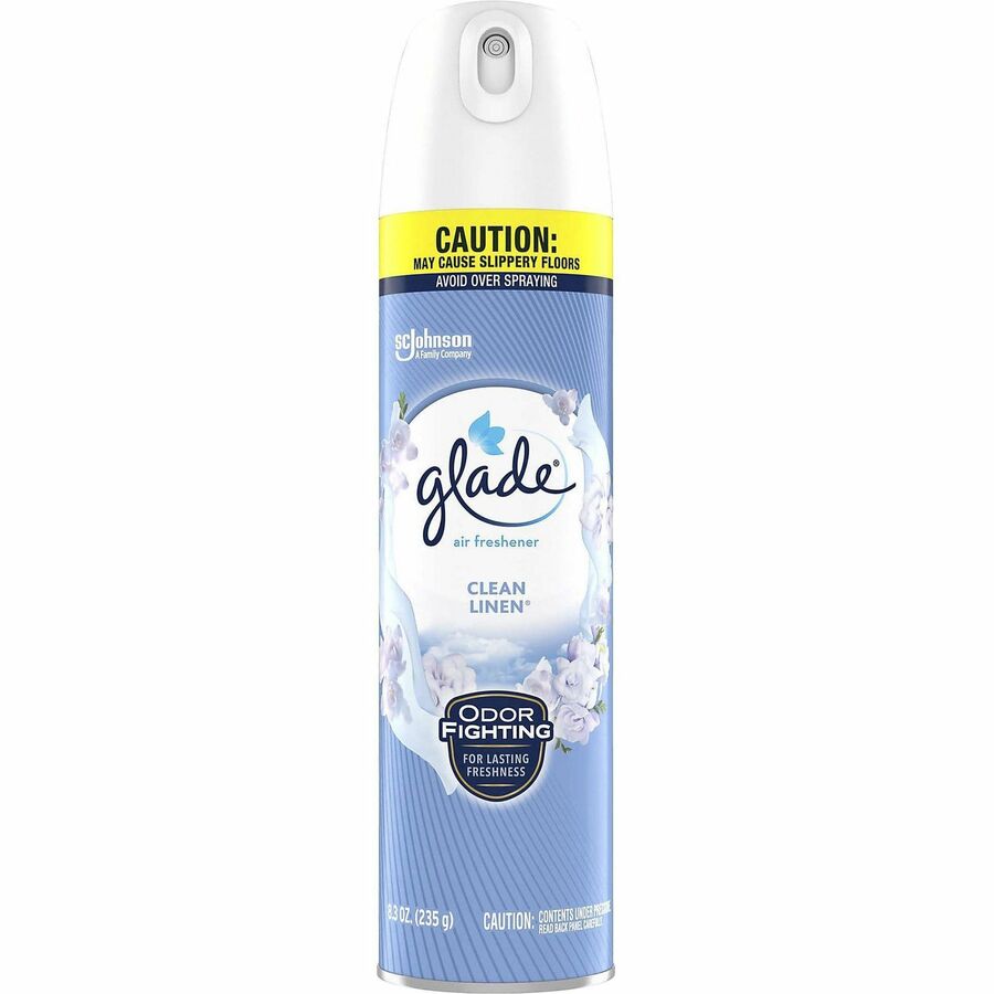 Glade Clean Linen Air Freshener Spray - Aerosol - 8.3 fl oz (0.3 quart) - Clean Linen - 6 / Carton - CFC-free, Ozone-safe
