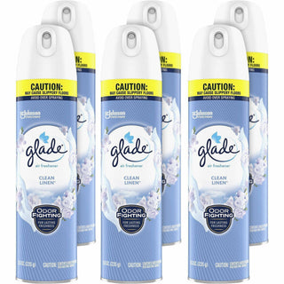 Glade Clean Linen Air Freshener Spray - Aerosol - 8.3 fl oz (0.3 quart) - Clean Linen - 6 / Carton - CFC-free, Ozone-safe