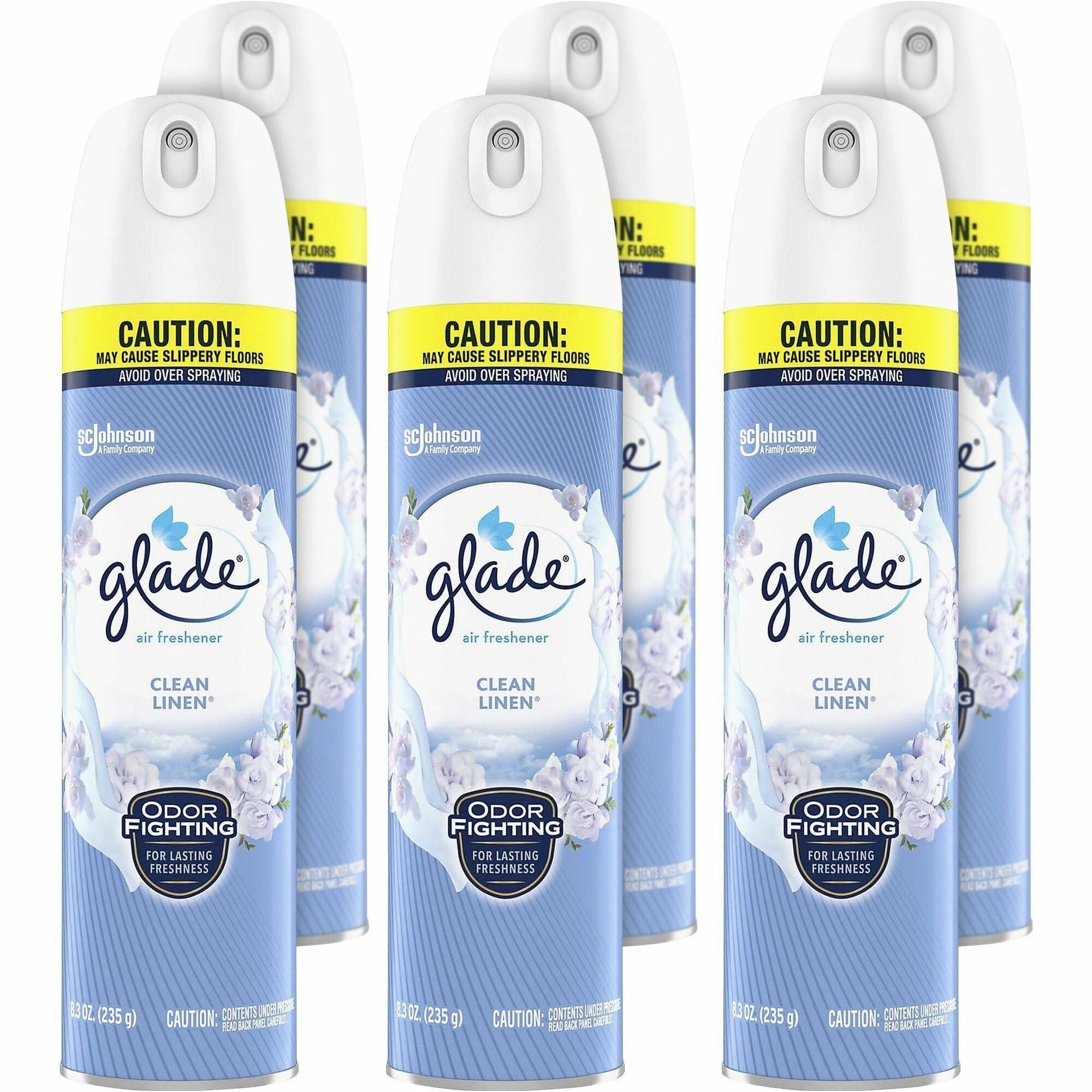 Glade Clean Linen Air Freshener Spray - Aerosol - 8.3 fl oz (0.3 quart) - Clean Linen - 6 / Carton - CFC-free, Ozone-safe