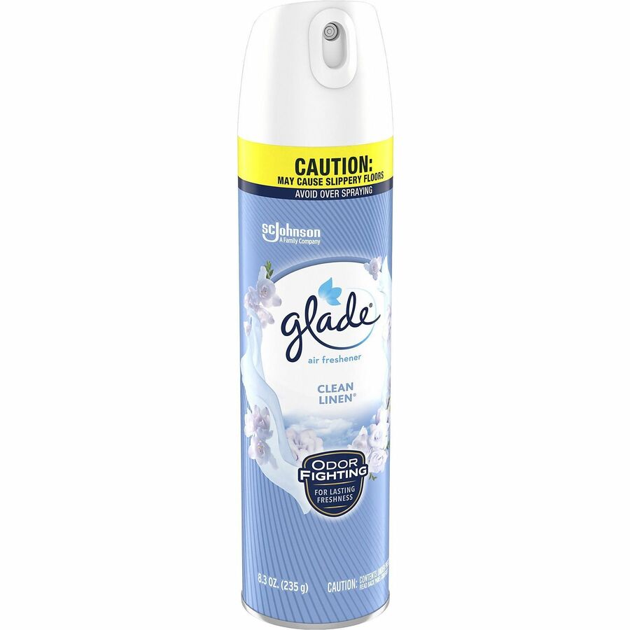 Glade Clean Linen Air Freshener Spray - Aerosol - 8.3 fl oz (0.3 quart) - Clean Linen - 6 / Carton - CFC-free, Ozone-safe