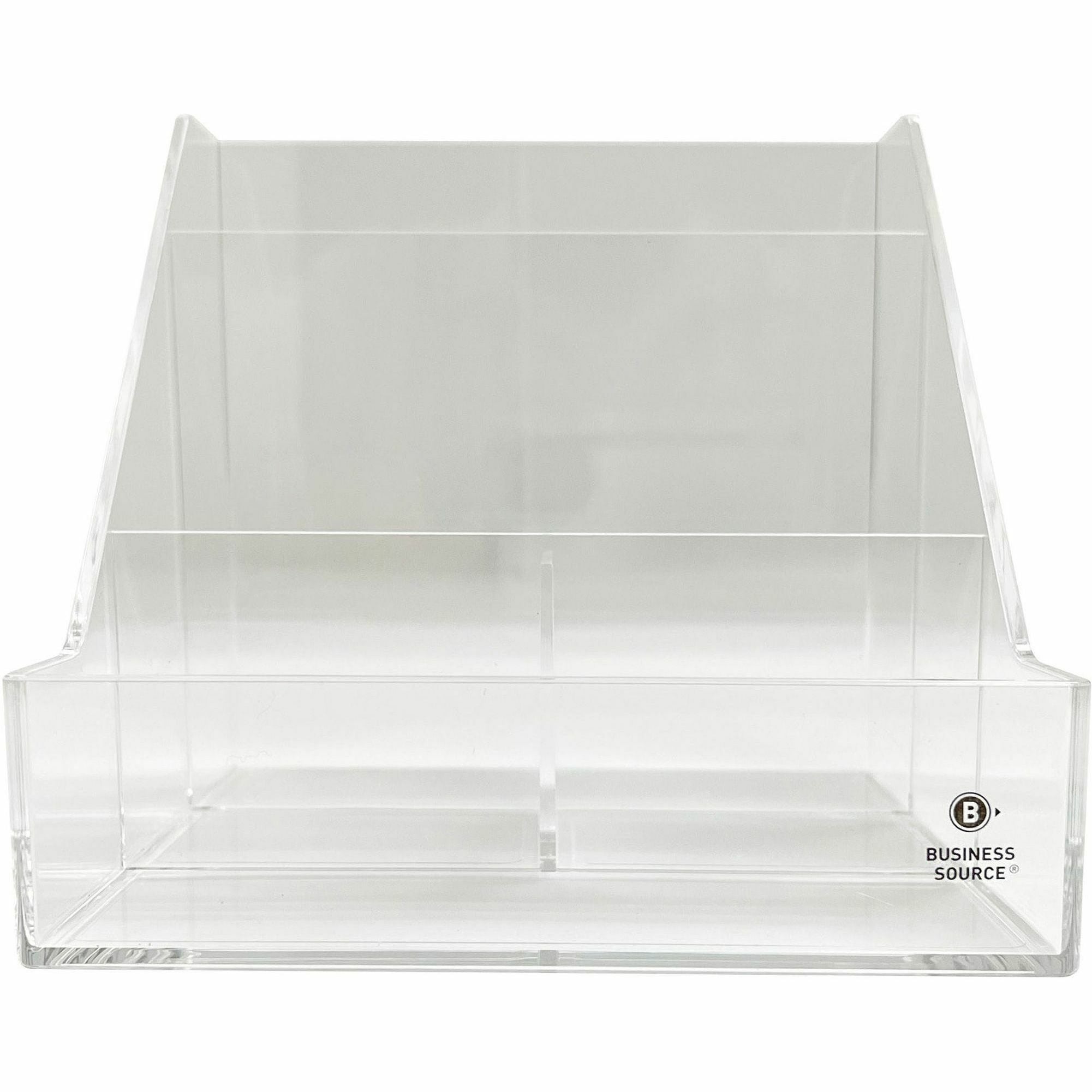 business-source-4-compartment-desktop-organizer-4-compartments-55-height-x-56-width-x-56-depthdesktop-durable-clear-acrylic-1-each_bsn11883 - 2