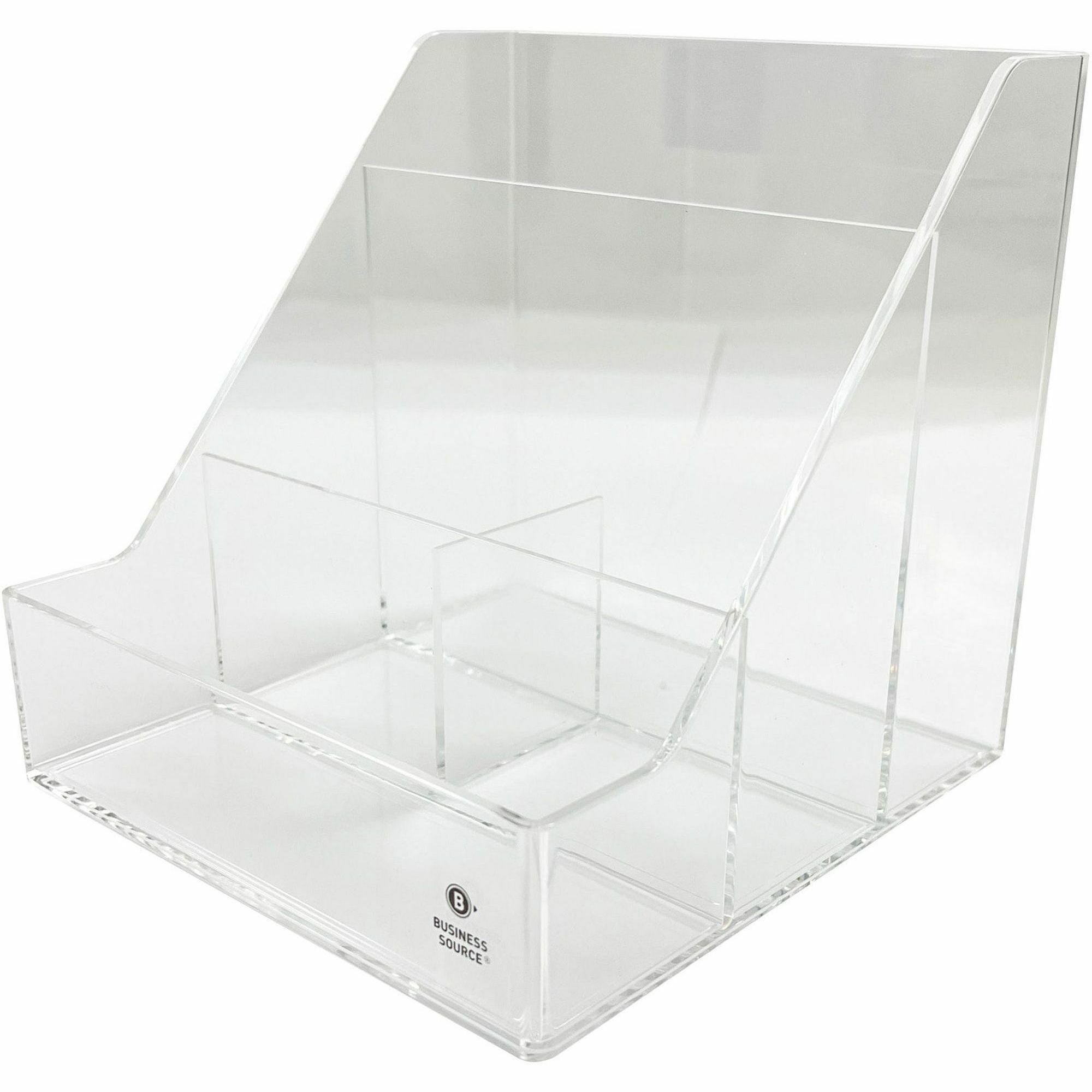 business-source-4-compartment-desktop-organizer-4-compartments-55-height-x-56-width-x-56-depthdesktop-durable-clear-acrylic-1-each_bsn11883 - 1