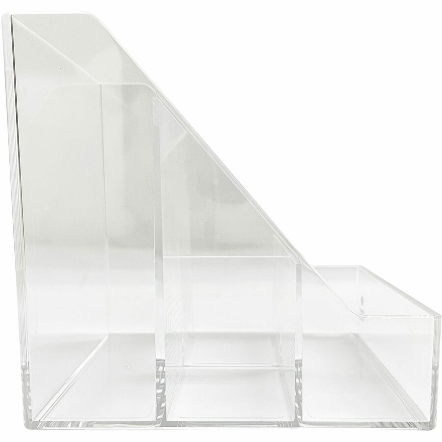 Business Source 4-Compartment Desktop Organizer - 4 Compartment(s) - 5.5" Height x 5.6" Width x 5.6" DepthDesktop - Durable - Clear - Acrylic - 1 Each