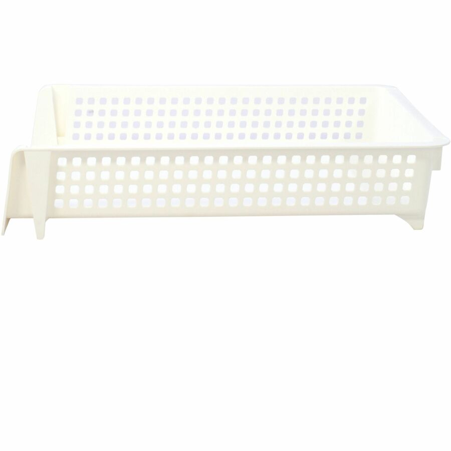 Business Source Stackable Letter Tray - Stackable, Front Loading - Black - Plastic - 1 Each