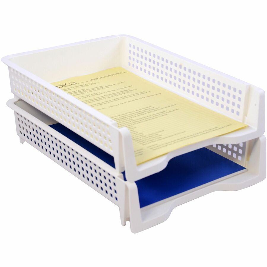 Business Source Stackable Letter Tray - Stackable, Front Loading - Black - Plastic - 1 Each