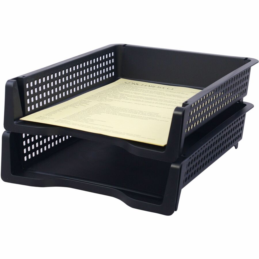 business-source-stackable-letter-tray-stackable-front-loading-black-plastic-1-each_bsn42571 - 7