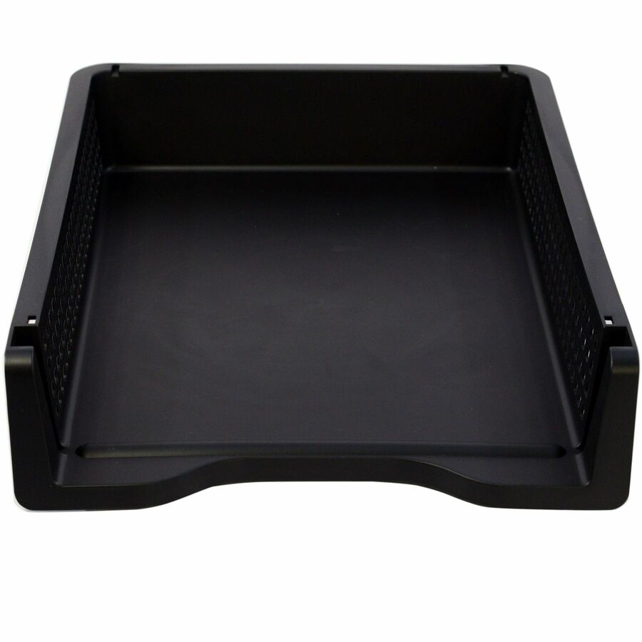 Business Source Stackable Letter Tray - Stackable, Front Loading - Black - Plastic - 1 Each