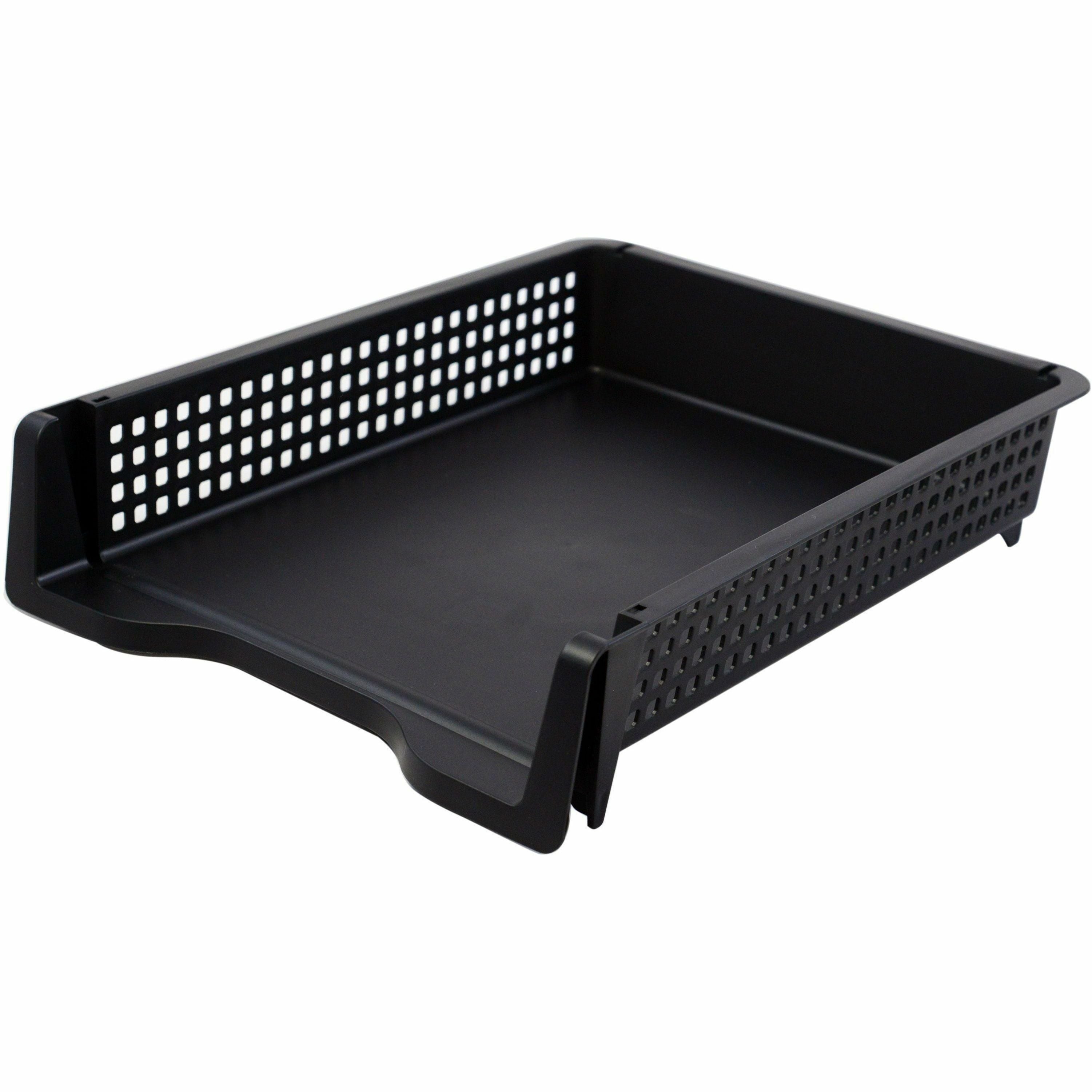 business-source-stackable-letter-tray-stackable-front-loading-black-plastic-1-each_bsn42571 - 3