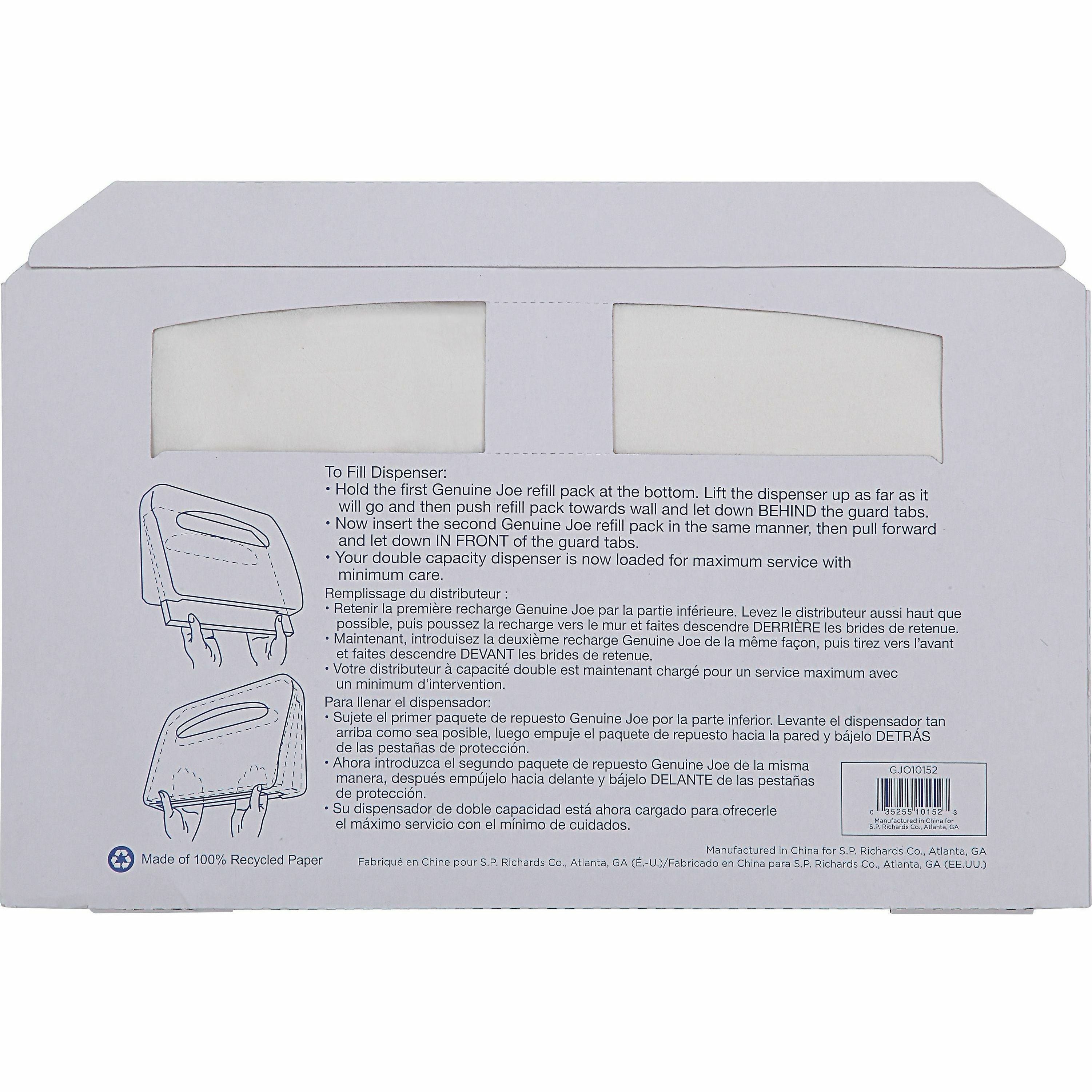 genuine-joe-toilet-seat-covers-half-fold-for-public-toilet-250-pack-4-carton-white_gjo10152 - 2