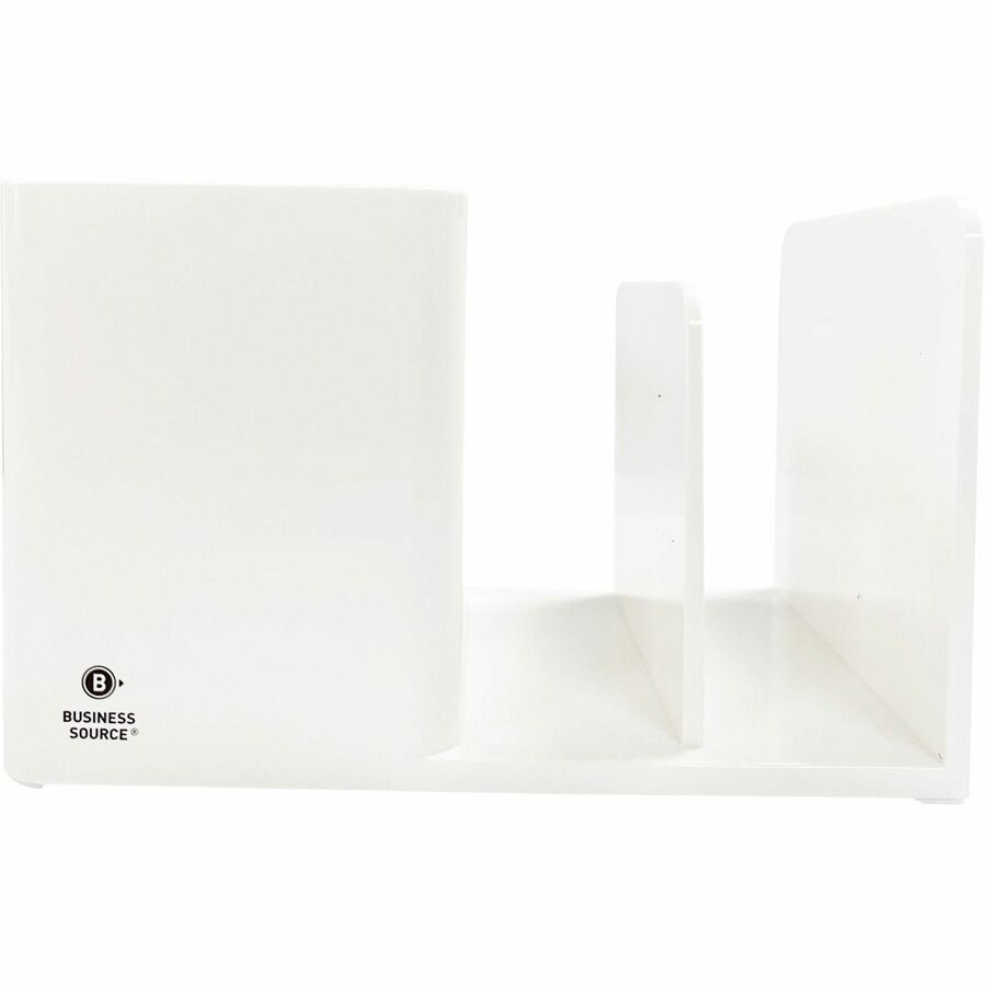 Business Source Multifunctional Pen Cup Organizer - 2 Compartment(s) - 3.8" Height x 6.1" Width x 4.7" Depth - Durable - White - ABS Plastic - 1 Each