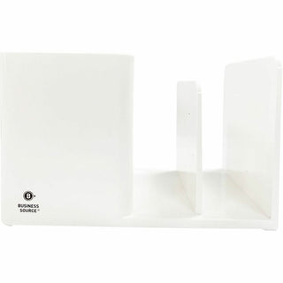 Business Source Multifunctional Pen Cup Organizer - 2 Compartment(s) - 3.8" Height x 6.1" Width x 4.7" Depth - Durable - White - ABS Plastic - 1 Each
