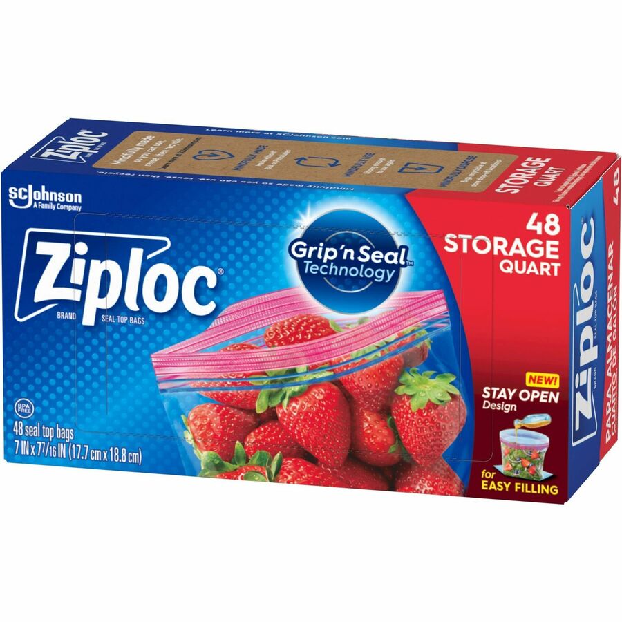 Ziploc Stand-Up Storage Bags - Blue - 9/Carton - Kitchen