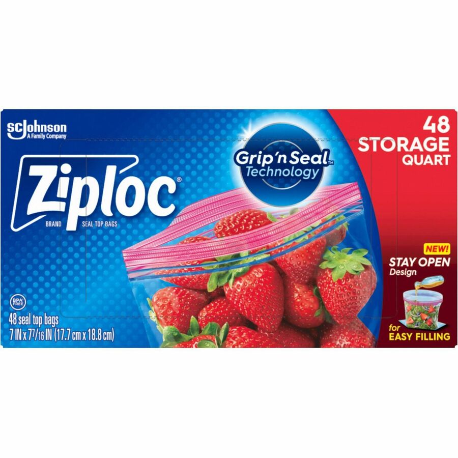 Ziploc Stand-Up Storage Bags - Blue - 9/Carton - Kitchen