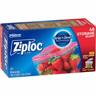 Ziploc Stand-Up Storage Bags - Blue - 9/Carton - Kitchen