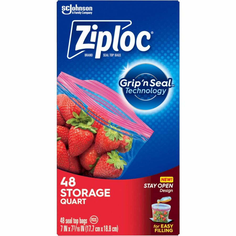 Ziploc Stand-Up Storage Bags - Blue - 9/Carton - Kitchen