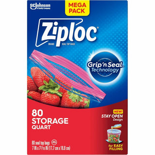 Ziploc Stand-Up Storage Bags - Blue - 9/Carton - Kitchen