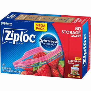 Ziploc Stand-Up Storage Bags - Blue - 9/Carton - Kitchen
