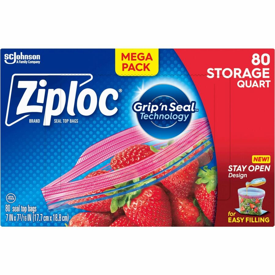 Ziploc Stand-Up Storage Bags - Blue - 9/Carton - Kitchen
