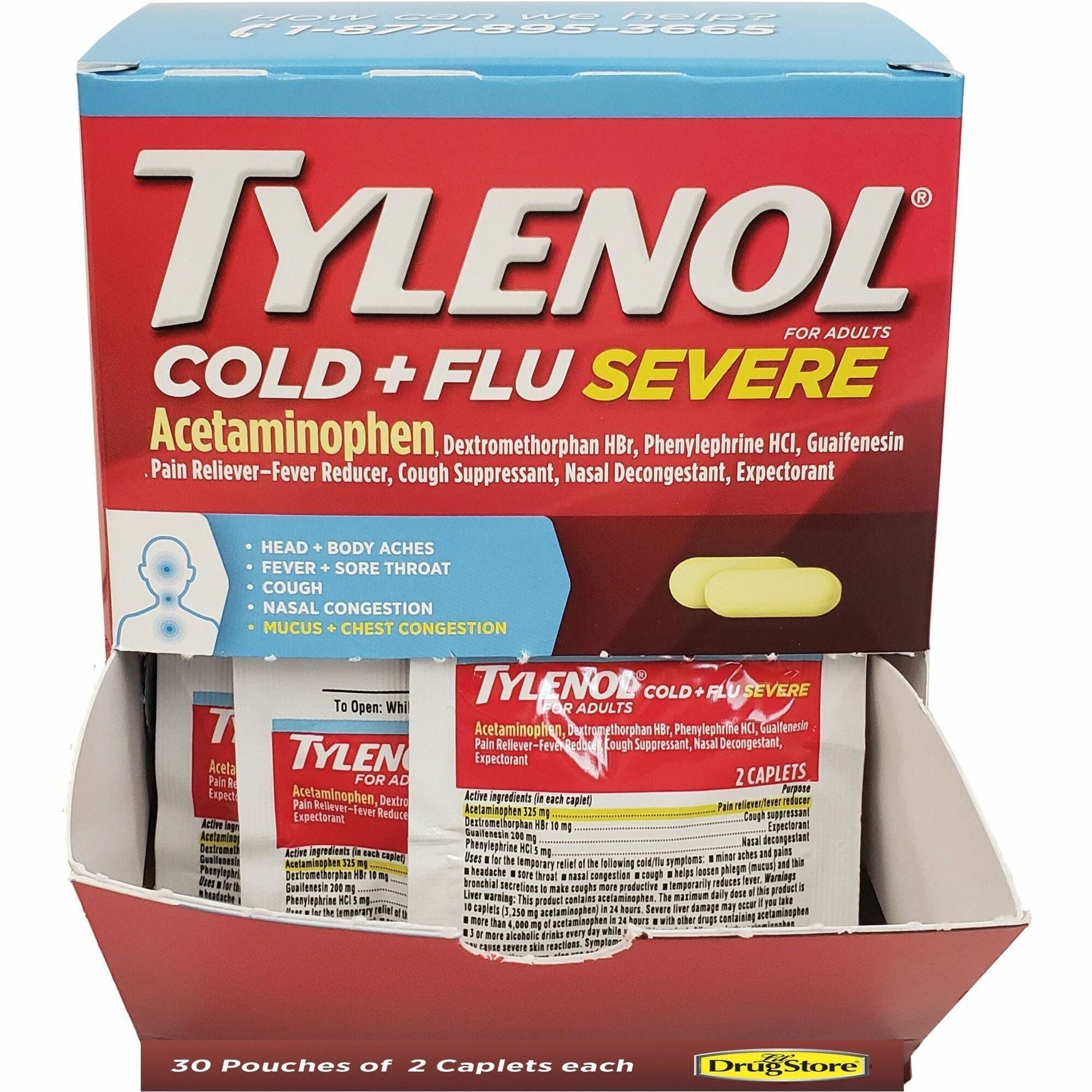 Tylenol Cold & Flu Severe Single-Dose Packets - For Tylenol Cold, Flu, Fever, Body Ache, Pain, Headache, Sore Throat, Nasal Congestion, Cough - 30 / BoxPacket - 1