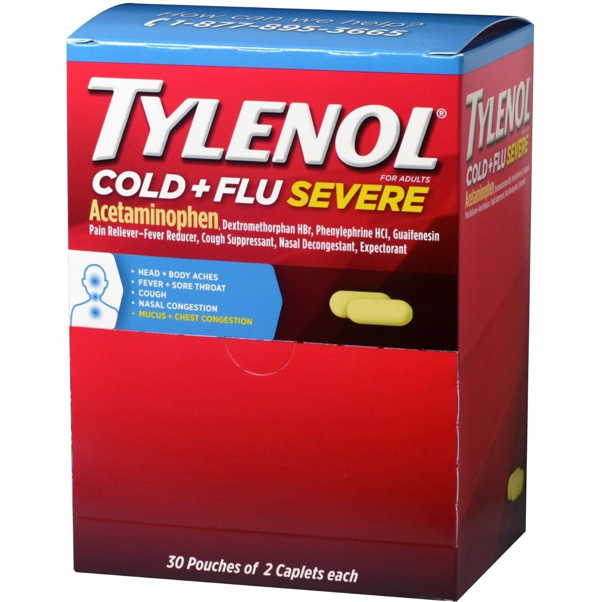 Tylenol Cold & Flu Severe Single-Dose Packets - For Tylenol Cold, Flu, Fever, Body Ache, Pain, Headache, Sore Throat, Nasal Congestion, Cough - 30 / BoxPacket - 2