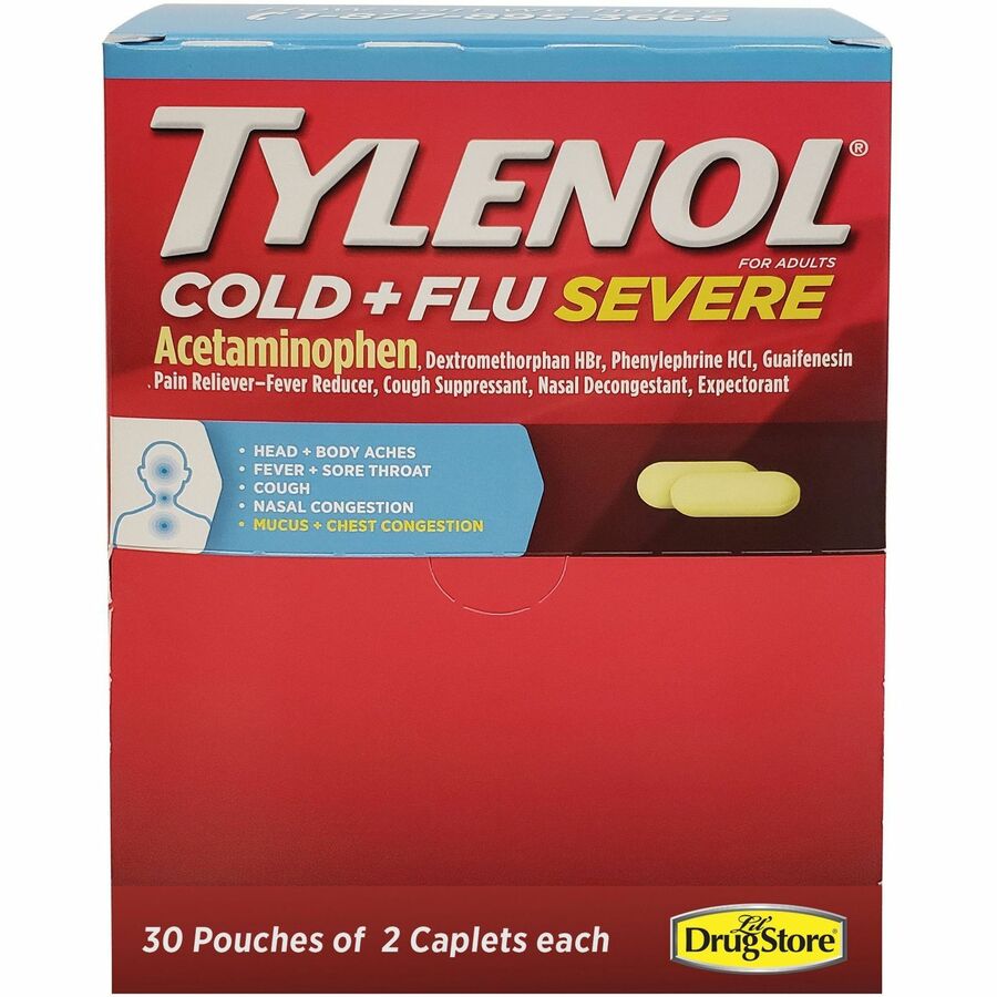 Tylenol Cold & Flu Severe Single-Dose Packets - For Tylenol Cold, Flu, Fever, Body Ache, Pain, Headache, Sore Throat, Nasal Congestion, Cough - 30 / BoxPacket - 5