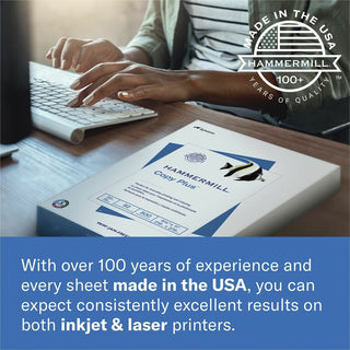 Hammermill Copy Plus Paper - 92 Brightness - 11" x 17" - 75 g/m2 Grammage - 5 / Carton - 2500 Sheets - 500 Sheets per Ream - LEED - Jam-free, Acid-free, Non-yellowing, Long Lasting - White - TAA Compliant