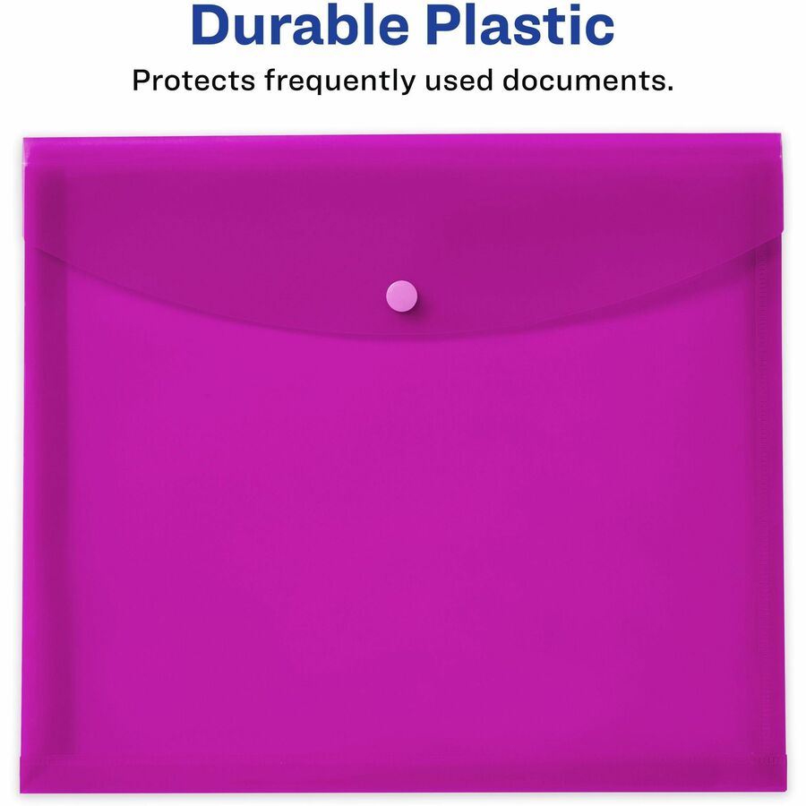 Avery Letter, A4 Recycled Filing Envelope - 450 Sheet Capacity - Plastic, Polypropylene - Black, Aqua, Sage, Plum - 100% Recycled - 4 Pack