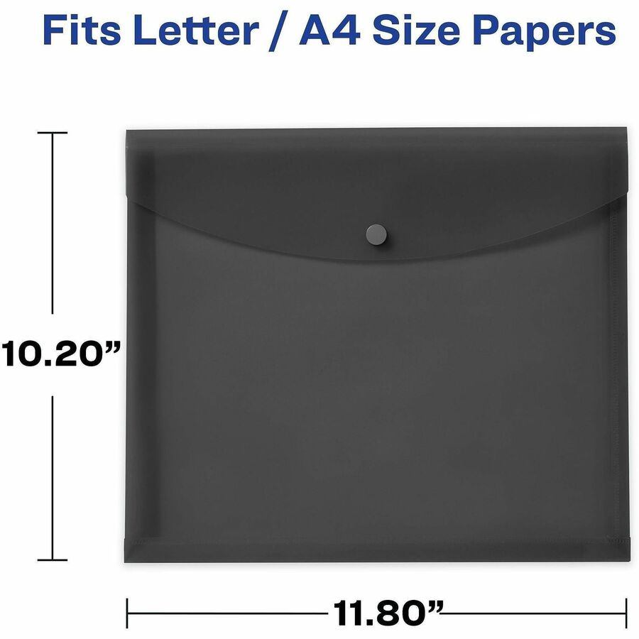 Avery Letter, A4 Recycled Filing Envelope - 450 Sheet Capacity - Plastic, Polypropylene - Black, Aqua, Sage, Plum - 100% Recycled - 4 Pack