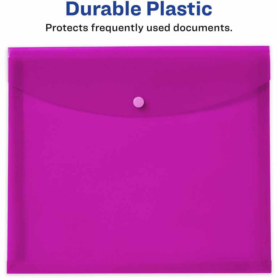 Avery Letter, A4 Recycled Filing Envelope - 450 Sheet Capacity - Plastic, Polypropylene - Black, Aqua, Sage, Plum - 100% Recycled - 4 Pack