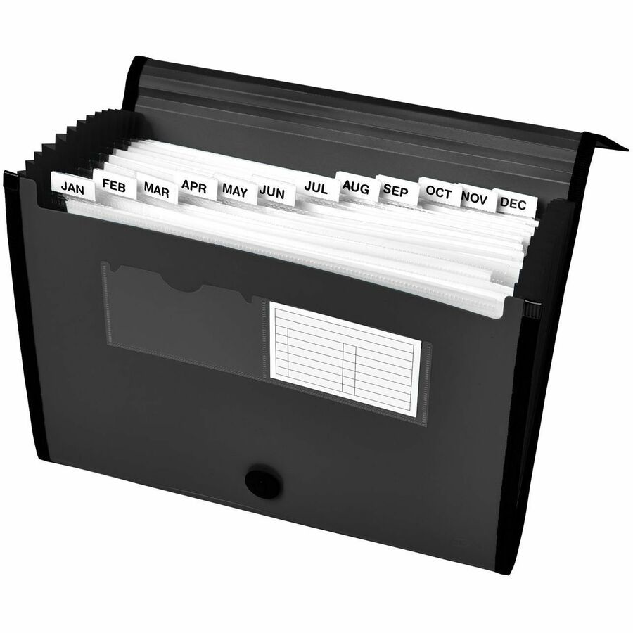 Avery Letter, A4 Recycled Expanding File - 425 Sheet Capacity - 13 Pocket(s) - Polypropylene, Plastic, Fabric - Black - 100% Recycled