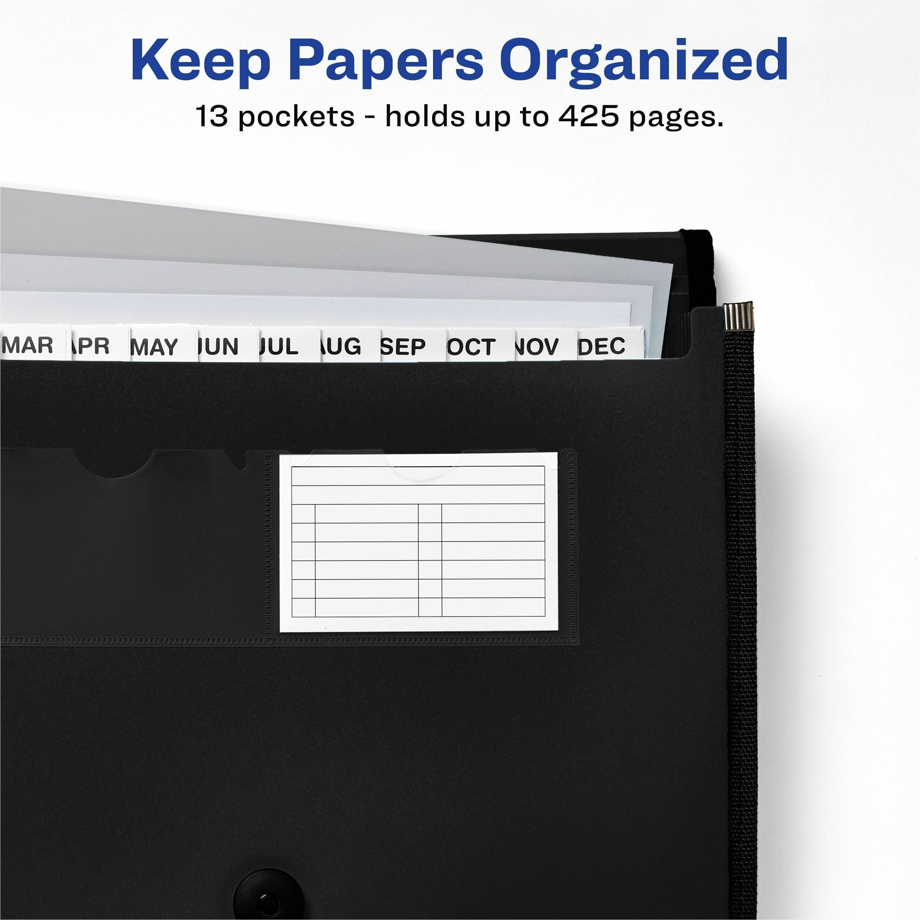 avery-letter-a4-recycled-expanding-file-425-sheet-capacity-13-pockets-polypropylene-plastic-fabric-black-100%-recycled_ave73553 - 3