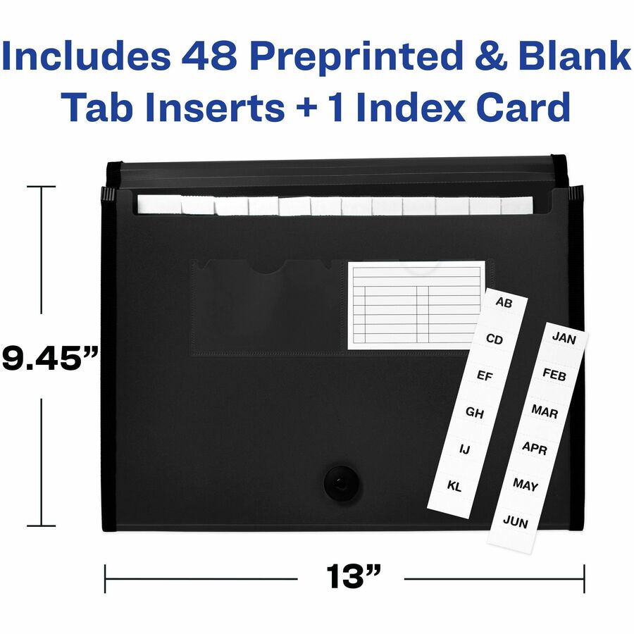 avery-letter-a4-recycled-expanding-file-425-sheet-capacity-13-pockets-polypropylene-plastic-fabric-black-100%-recycled_ave73553 - 5