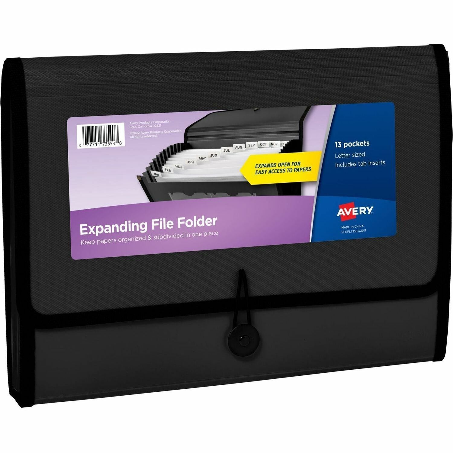 avery-letter-a4-recycled-expanding-file-425-sheet-capacity-13-pockets-polypropylene-plastic-fabric-black-100%-recycled_ave73553 - 1