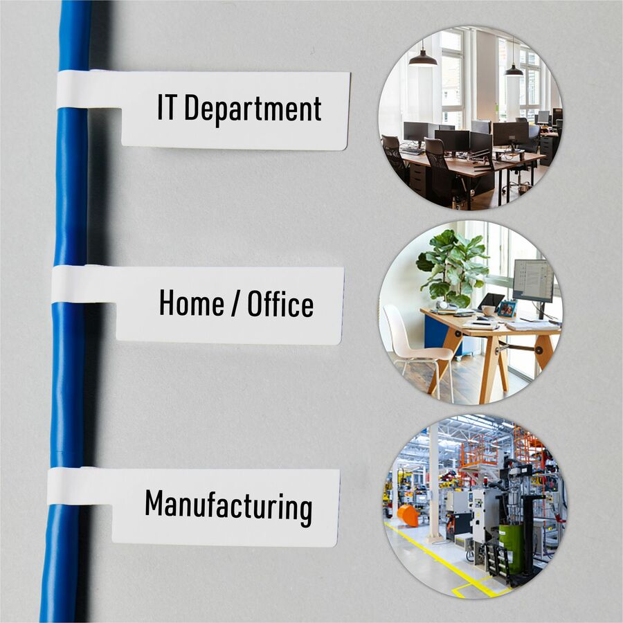 Avery Cable Labels, P-Style, 1.02" x 3.3" , 300 Total (61540) - Waterproof - 1 1/64" Width x 3 19/64" Length - Permanent Adhesive - P-shaped - Laser - White - Film - 30 / Sheet - 10 Total Sheets - 300 Total Label(s) - Durable, Uncoated, Chlorine