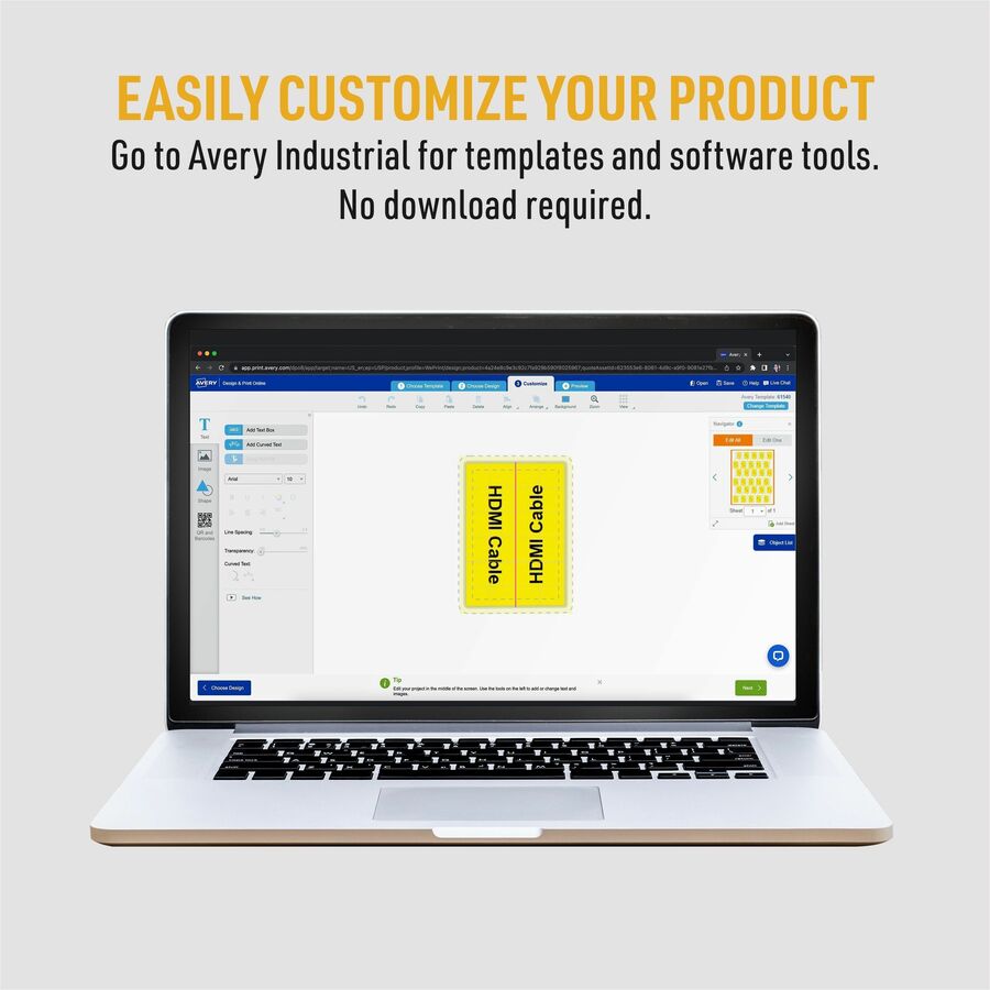 Avery Cable Labels, P-Style, 1.02" x 3.3" , 300 Total (61540) - Waterproof - 1 1/64" Width x 3 19/64" Length - Permanent Adhesive - P-shaped - Laser - White - Film - 30 / Sheet - 10 Total Sheets - 300 Total Label(s) - Durable, Uncoated, Chlorine