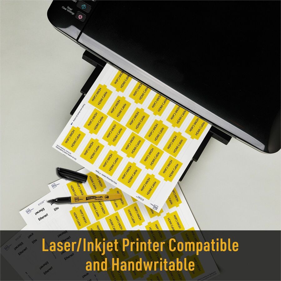 Avery Cable Labels, P-Style, 1.02" x 3.3" , 300 Total (61540) - Waterproof - 1 1/64" Width x 3 19/64" Length - Permanent Adhesive - P-shaped - Laser - White - Film - 30 / Sheet - 10 Total Sheets - 300 Total Label(s) - Durable, Uncoated, Chlorine