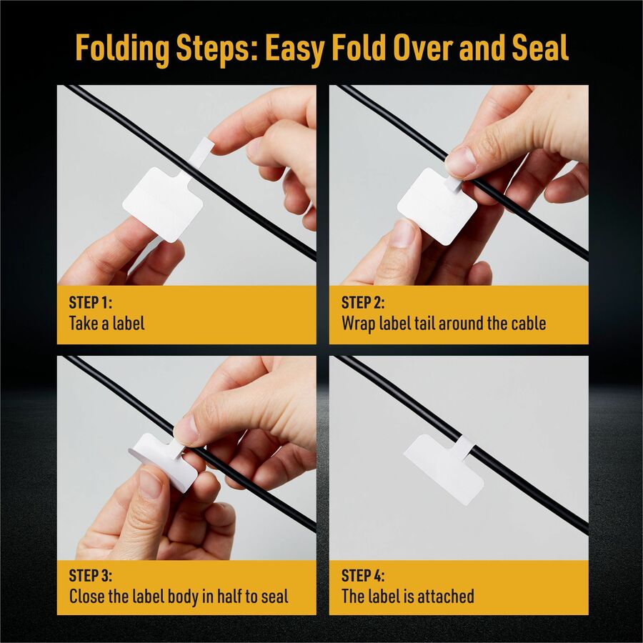 Avery Cable Labels, T-Style, 1.25" x 2" , 300 Total (61539) - Waterproof - 1 1/4" Width x 2" Length - Permanent Adhesive - T-shaped - Inkjet, Laser - White - Film - 30 / Sheet - 10 Total Sheets - 300 Total Label(s) - Durable, Uncoated, Chlorine-