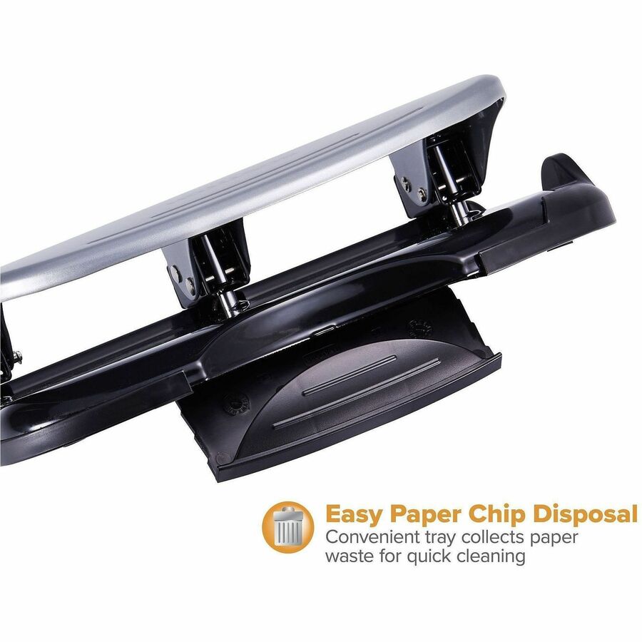 40-Sheet EZ Squeeze Three-Hole Punch, 9/32" Holes, Black/Silver