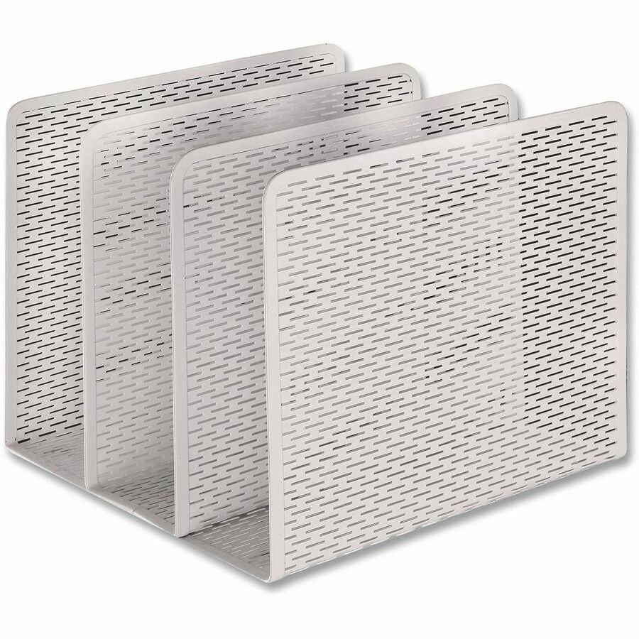 Urban Collection Punched Metal File Sorter, 3 Sections, Letter Size Files, 8" x 8" x 7.25", White