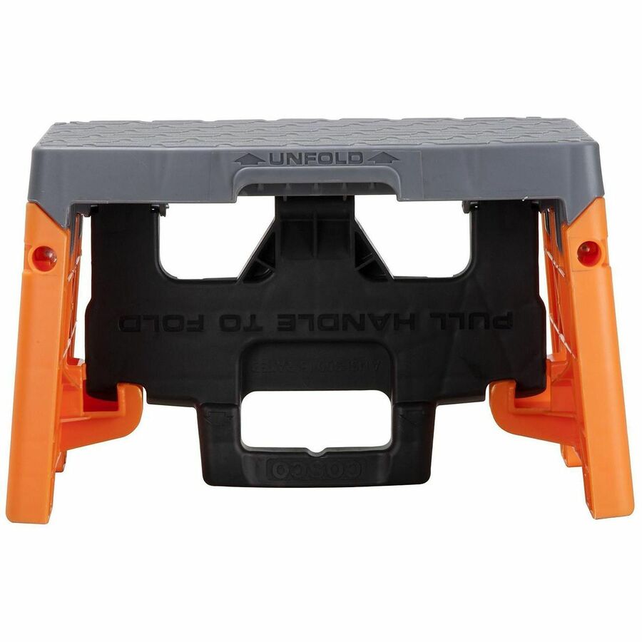 Folding Step Stool, 1-Step, 300 lb Capacity, 8.5" Working Height, Orange/Gray