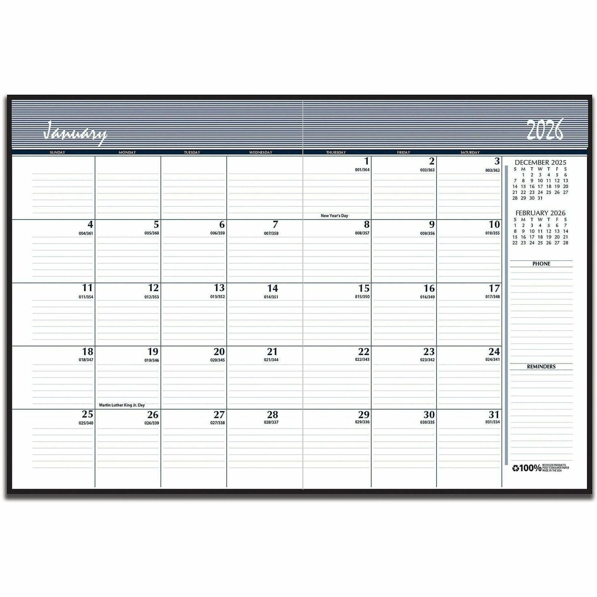 Monthly Hard Cover Planner, 11 x 8.5, Black Cover, 14-Month (Dec to Jan): 2023 to 2025