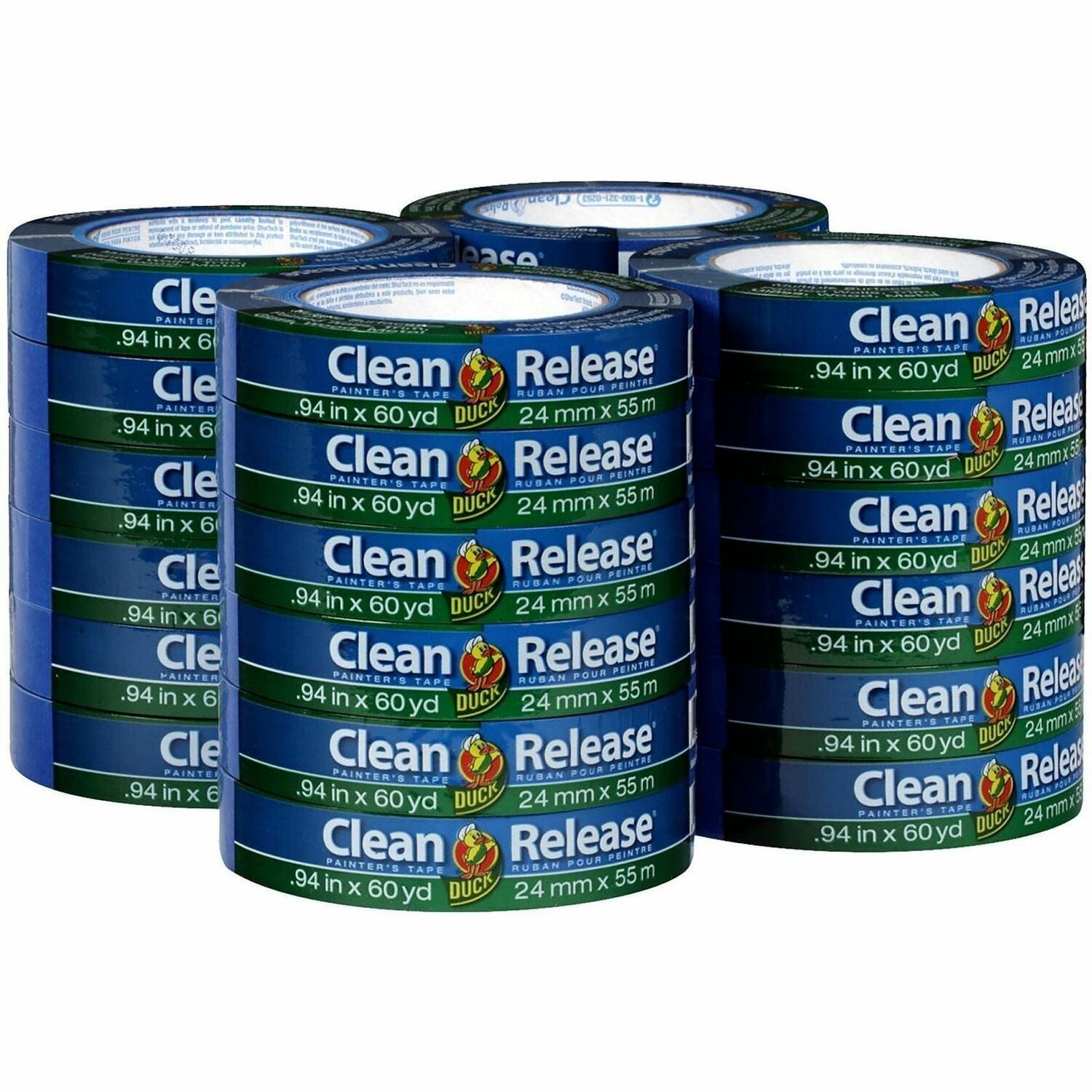 Clean Release Painter's Tape, 3" Core, 0.94" x 60 yds, Blue, 24/Carton