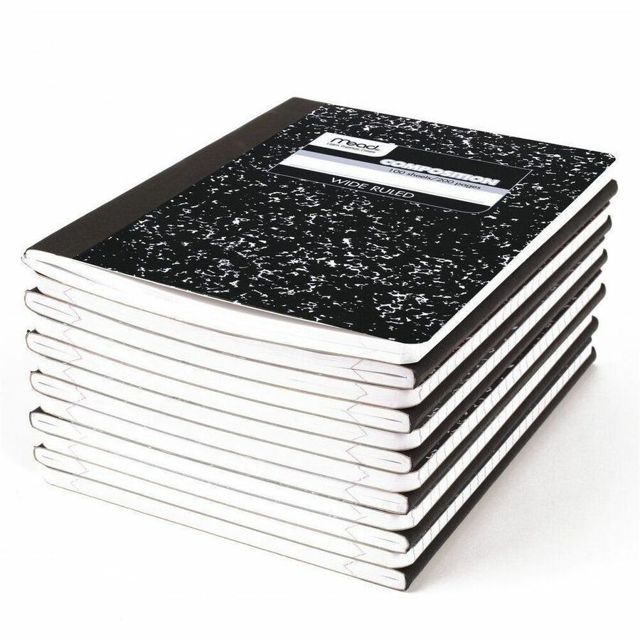 Square Deal Composition Book, 3-Subject, Wide/Legal Rule, Black Cover, (100) 9.75 x 7.5 Sheets, 12/Pack