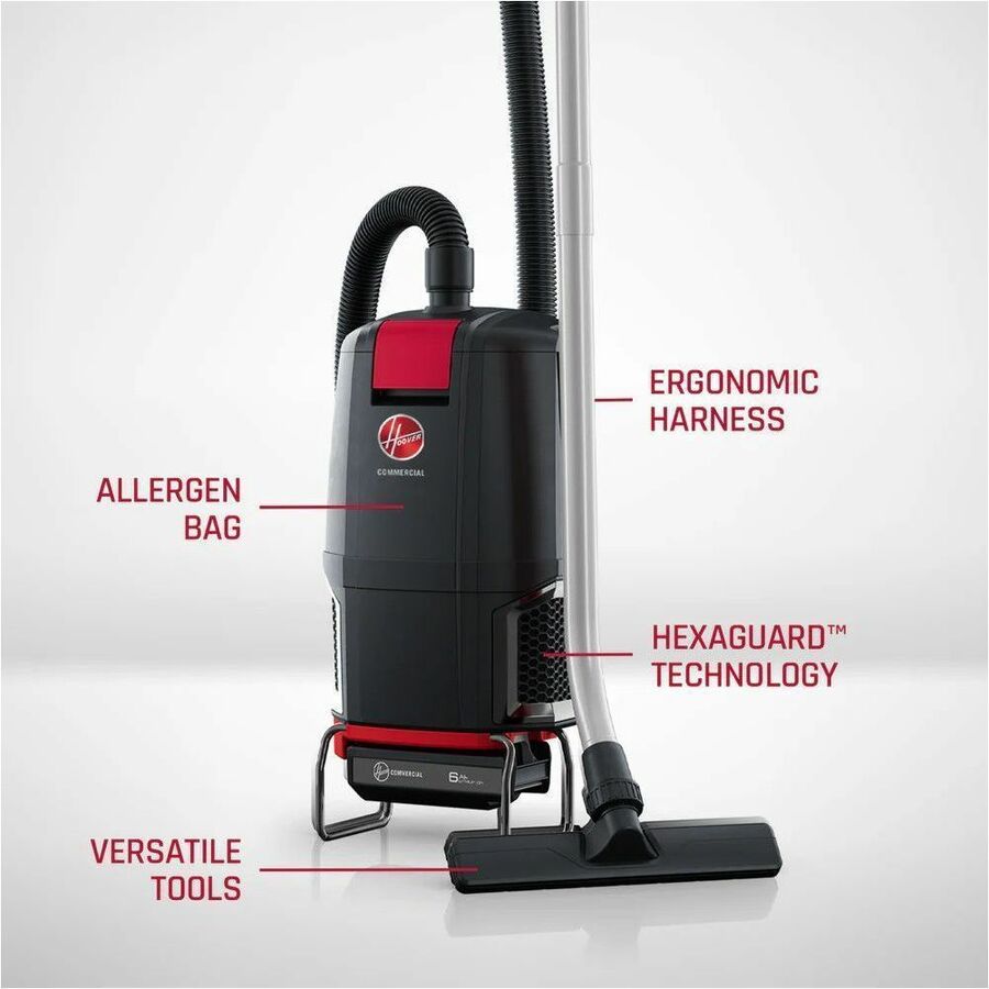 HVRPWR 40V Cordless Backpack Vacuum, Battery Sold Separately, 6 qt Tank Capacity, Black/Red
