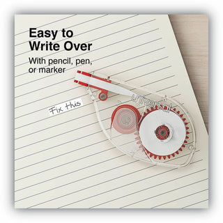 Side-Application Correction Tape, Transparent Gray/Red Applicator, 0.2" x 393", 2/Pack