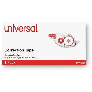 Side-Application Correction Tape, Transparent Gray/Red Applicator, 0.2" x 393", 2/Pack